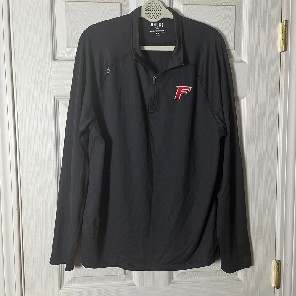 Rhone Mens Quarter Zip Pullover Black Performance Shirt Large F Logo RN141364